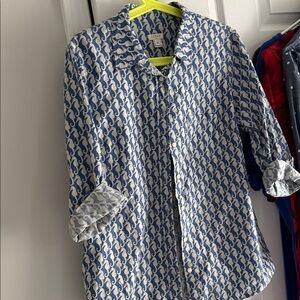 J. Crew Blue and White Patterned Shirt